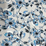 Graphic Floral Printed Rayon Georgette - Blue/White
