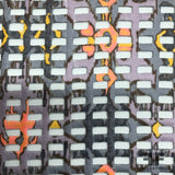 Perforated Abstract Printed Novelty - Orange/Grey - Fabrics & Fabrics