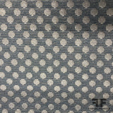 Polka Dot Metallic Brocade - Blue/Beige - Fabrics & Fabrics