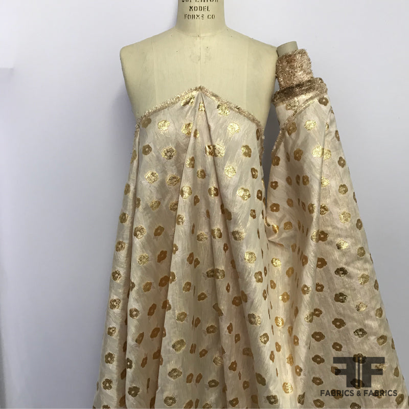 Novelty Italian Metallic Floral Woven Organza - Gold/Ivory Fabrics & Fabrics Novelty Italian Metallic Floral Woven Organza - Gold/Ivory Fabrics & Fabrics