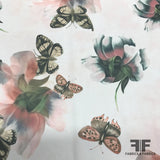 Butterfly & Floral Printed Chiffon - Pink - Fabrics & Fabrics