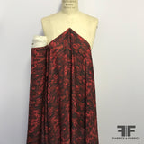 Silk Georgette Damask with Cow Skull Print - Red/Black - Fabrics & Fabrics