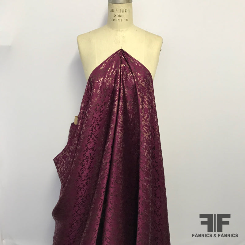 Metallic Abstract Silk Jacquard - Purple/ Copper - Fabrics & Fabrics