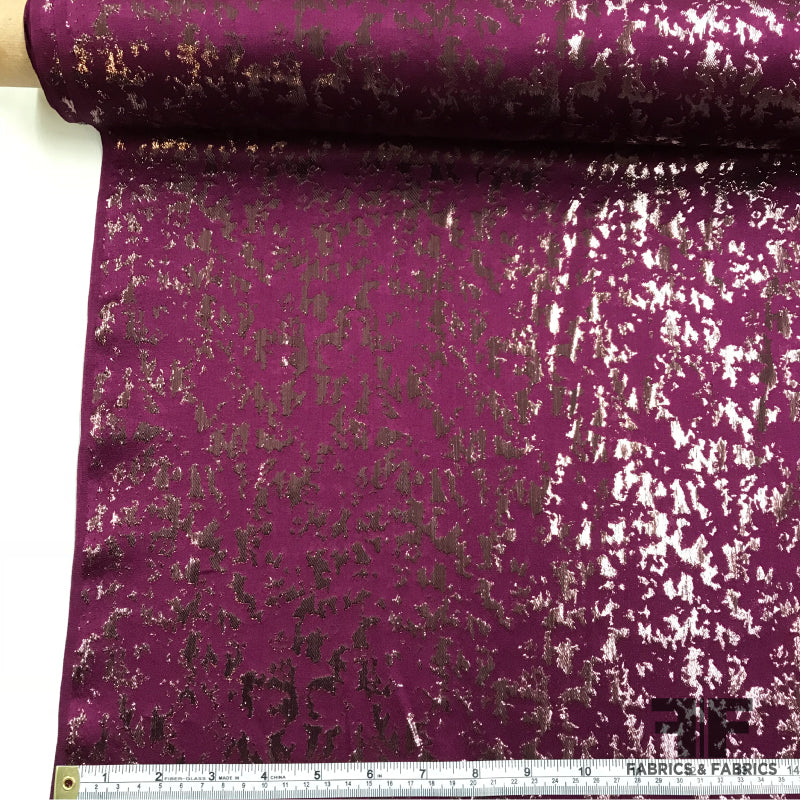 Metallic Abstract Silk Jacquard - Purple/ Copper - Fabrics & Fabrics