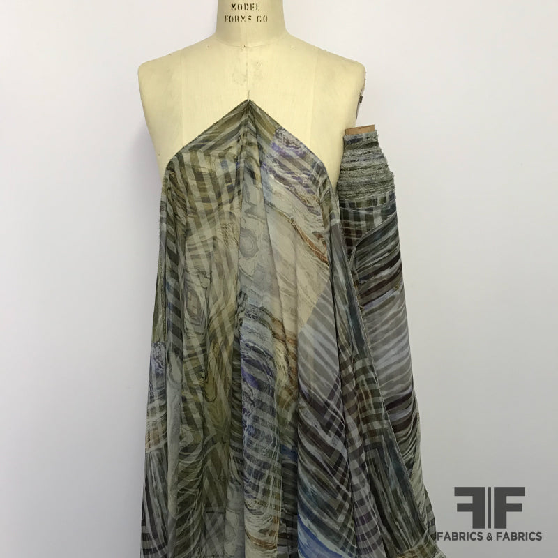 Abstract Striped Silk Chiffon - Earth/Multicolor – Fabrics & Fabrics