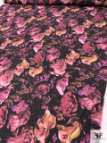 Large Floral Printed Silk Georgette - Purple/Black