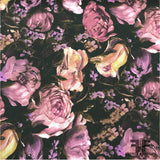Large Floral Printed Silk Chiffon - Purple/Black