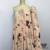 Metallic Floral Printed Crepe - Pink/Maroon/Silver - Fabrics & Fabrics