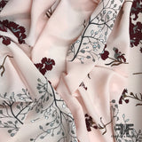 Metallic Floral Printed Polyester Crepe - Pink/Maroon/Silver