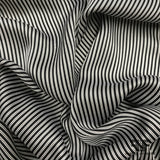 Italian Striped Silk Satin Chiffon - Black & Light Grey