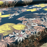 Floral Printed Georgette - Navy/Yellow/Pink/Taupe - Fabrics & Fabrics