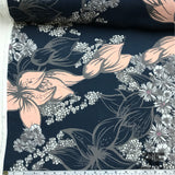 Floral Printed Georgette - Navy/Pink/Taupe/White - Fabrics & Fabrics