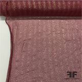 Metallic Silk Chiffon - Burgundy/Gold Striped