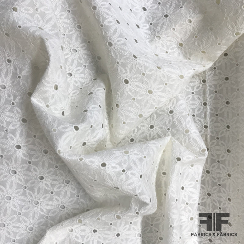 Floral Cotton Lawn Eyelet Fabric - Ivory – Fabrics & Fabrics