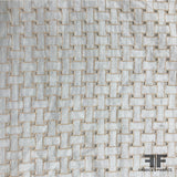 Italian Basketweave Eyelet Embroidered Cotton Lawn - White/Tan