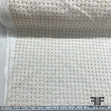 Italian Eyelet Cotton Lawn Basketweave Embroidered - White/Tan - Fabrics & Fabrics