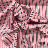 Striped Cotton Shirting - Pink/Black/White