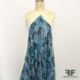 Swirl & Floral Printed Silk Georgette - Blue - Fabrics & Fabrics