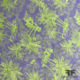 Tropical Printed Silk Crepe de Chine - Lavender/Lime Green