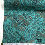 Paisley Printed Silk Georgette - Teal - Fabrics & Fabrics