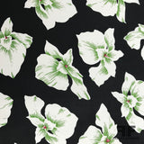 Tropical Floral Printed Silk Georgette - Black/White/Green