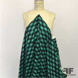 Abstract Printed Silk Twill - Navy/Teal - Fabrics & Fabrics