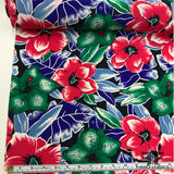 Floral Printed Crepe de Chine - Blue/Pink/Green - Fabrics & Fabrics