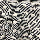 Novelty Fringe Embroidered Striped Cotton Lawn - Navy/White - Fabrics & Fabrics