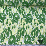Italian Rosette Floral Brocade - Green - Fabrics & Fabrics
