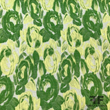 Italian Rosette Floral Brocade - Green - Fabrics & Fabrics
