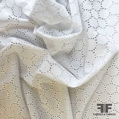 NEW! Miss Miranda 100% Cotton Swiss Dot & Eyelet Fabric- White