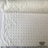 Geometric Embroidered Cotton Eyelet - White - Fabrics & Fabrics