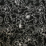 Italian Floral Heavyweight Embroidered Linen - Black & White