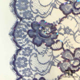French Couture Chantilly Lace with Sequins - Periwinkle - Fabrics & Fabrics