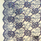 French Couture Chantilly Lace with Sequins - Periwinkle - Fabrics & Fabrics