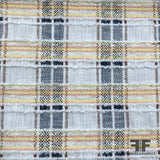 Italian Cotton Tweed Plaid Suiting - White/Navy/Multicolor - Fabrics & Fabrics