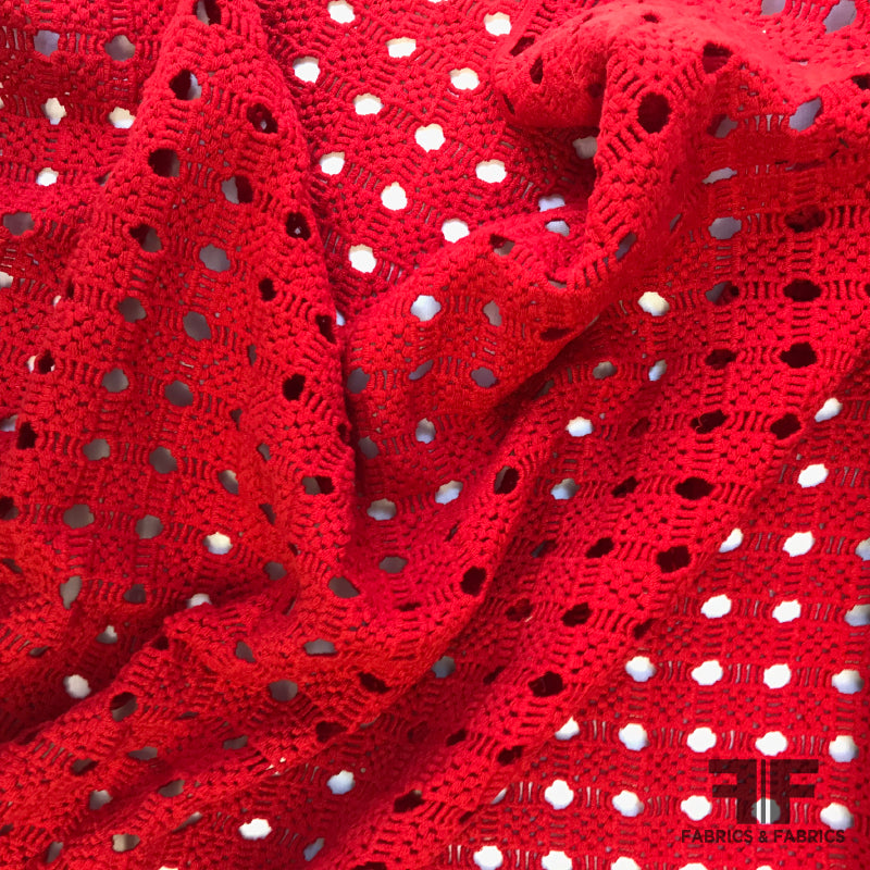 Red lace fabric - Guipure lace - lace fabric from