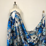 Italian Large Scale Floral Zibeline - Blue - Fabrics & Fabrics