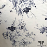 Floral Printed Silk Charmeuse - Navy/White - Fabrics & Fabrics