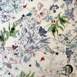 Floral Star Heart Silk Printed Charmeuse ( Matte ) - Multicolor - Fabrics & Fabrics