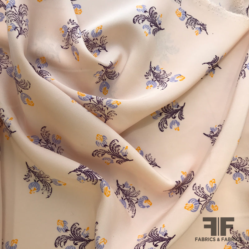 Floral Printed Charmeuse - Pink/Purple/Orange - Fabrics & Fabrics