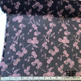 Floral Silk Chiffon - Navy/Pink - Fabrics & Fabrics