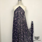 Floral Silk Chiffon - Navy/Pink
