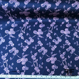 Floral Silk Charmeuse - Navy/Pink - Fabrics & Fabrics
