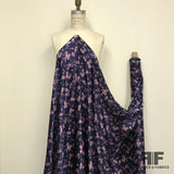 Floral Silk Charmeuse - Navy/Pink - Fabrics & Fabrics