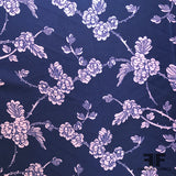 Floral Silk Charmeuse - Navy/Pink