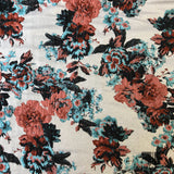 Blooming Rose Brocade - Pink/Blue/Silver - Fabrics & Fabrics