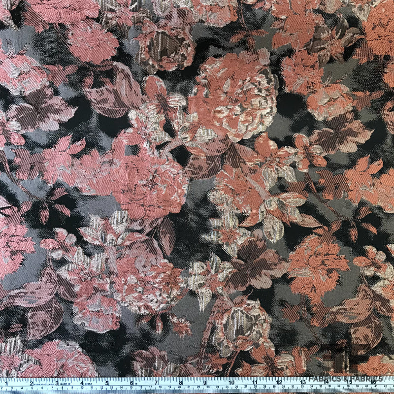 Blooming Florals Brocade - Pink/Beige/Brown - Fabrics & Fabrics