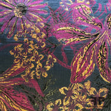 Tropical Multi Floral Metallic Brocade - Purple/Gold/Blue