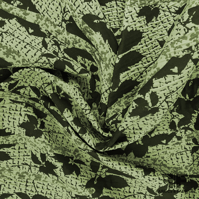Abstract Textured Brocade - Green/Black - Fabrics & Fabrics